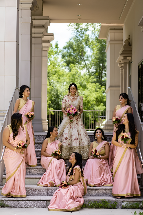 Pink Satin saree