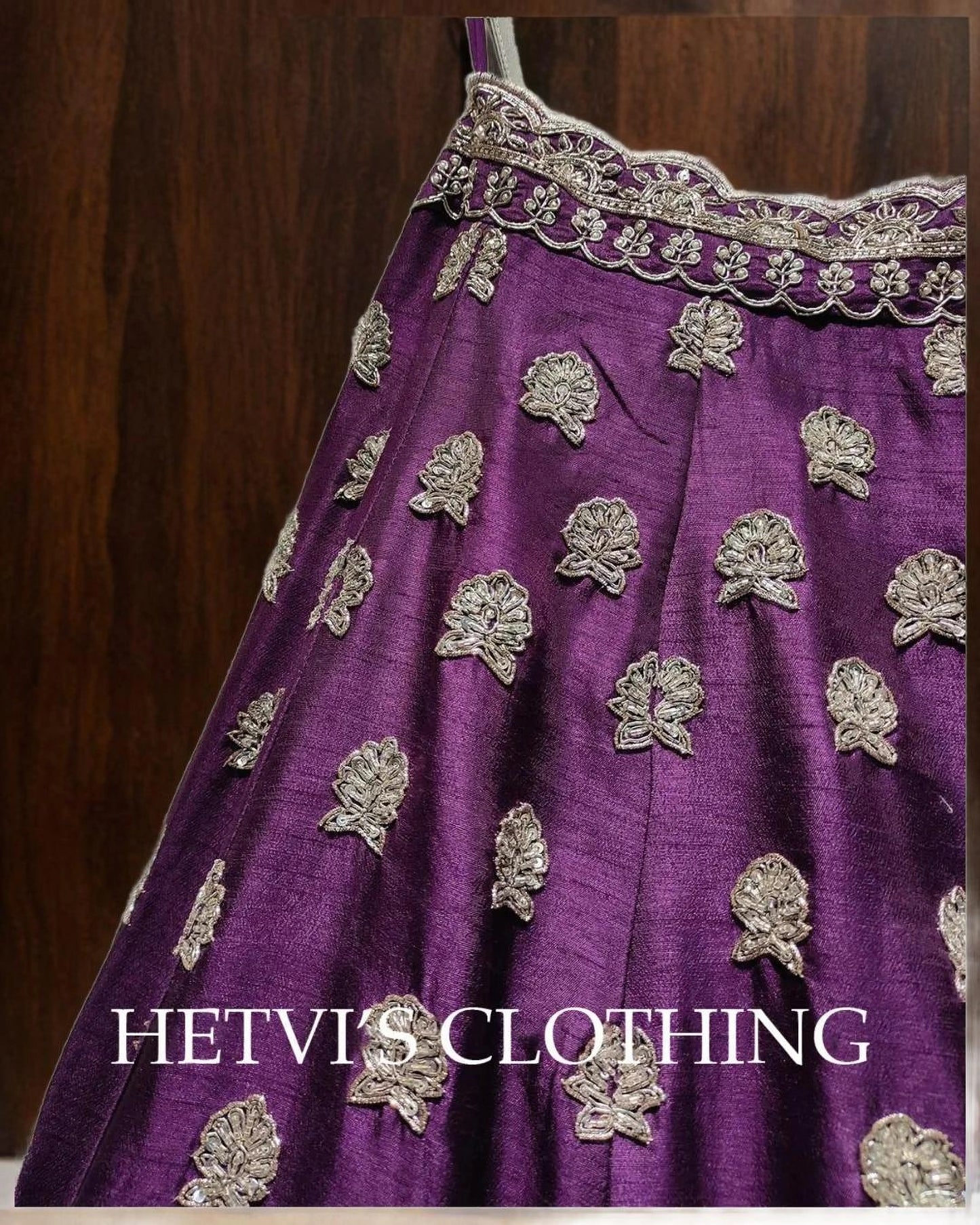 Purple Zardozi Raw Silk Embroidered Lehenga Set