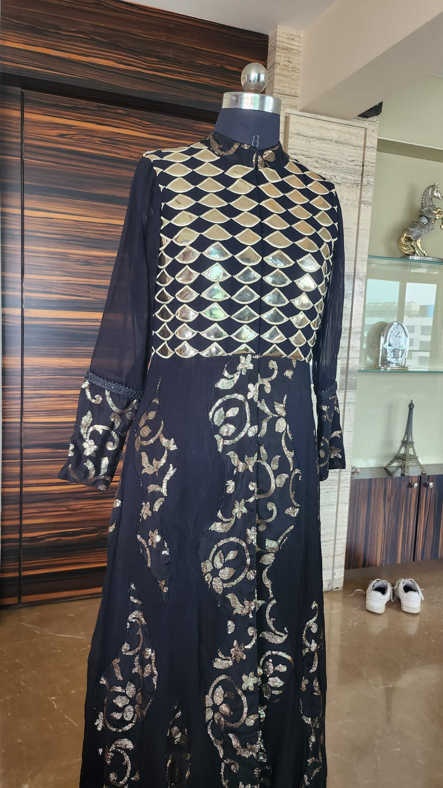 Black Jacket Top with Dhoti Pants