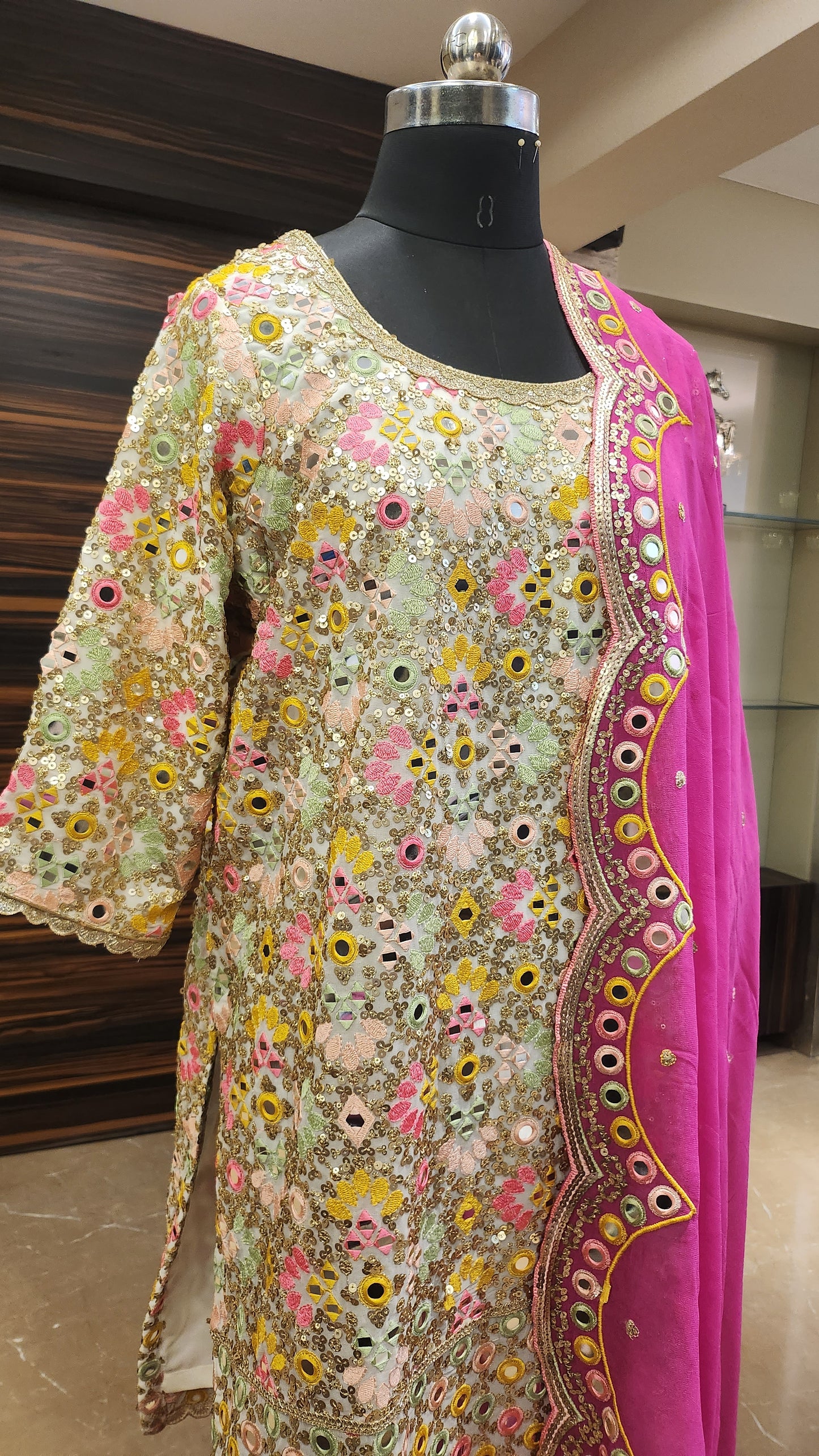 Ivory and Pink Kurta Set