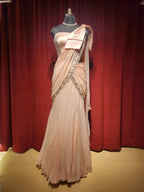 Light Pink Satin Pre-stitched saree