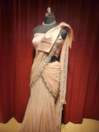 Light Pink Satin Pre-stitched saree