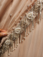 Light Pink Satin Pre-stitched saree