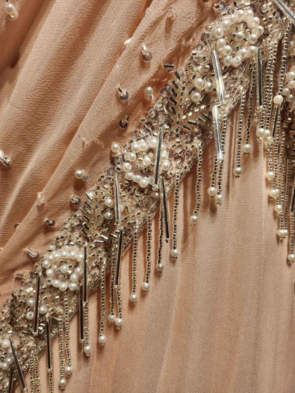 Light Pink Satin Pre-stitched saree