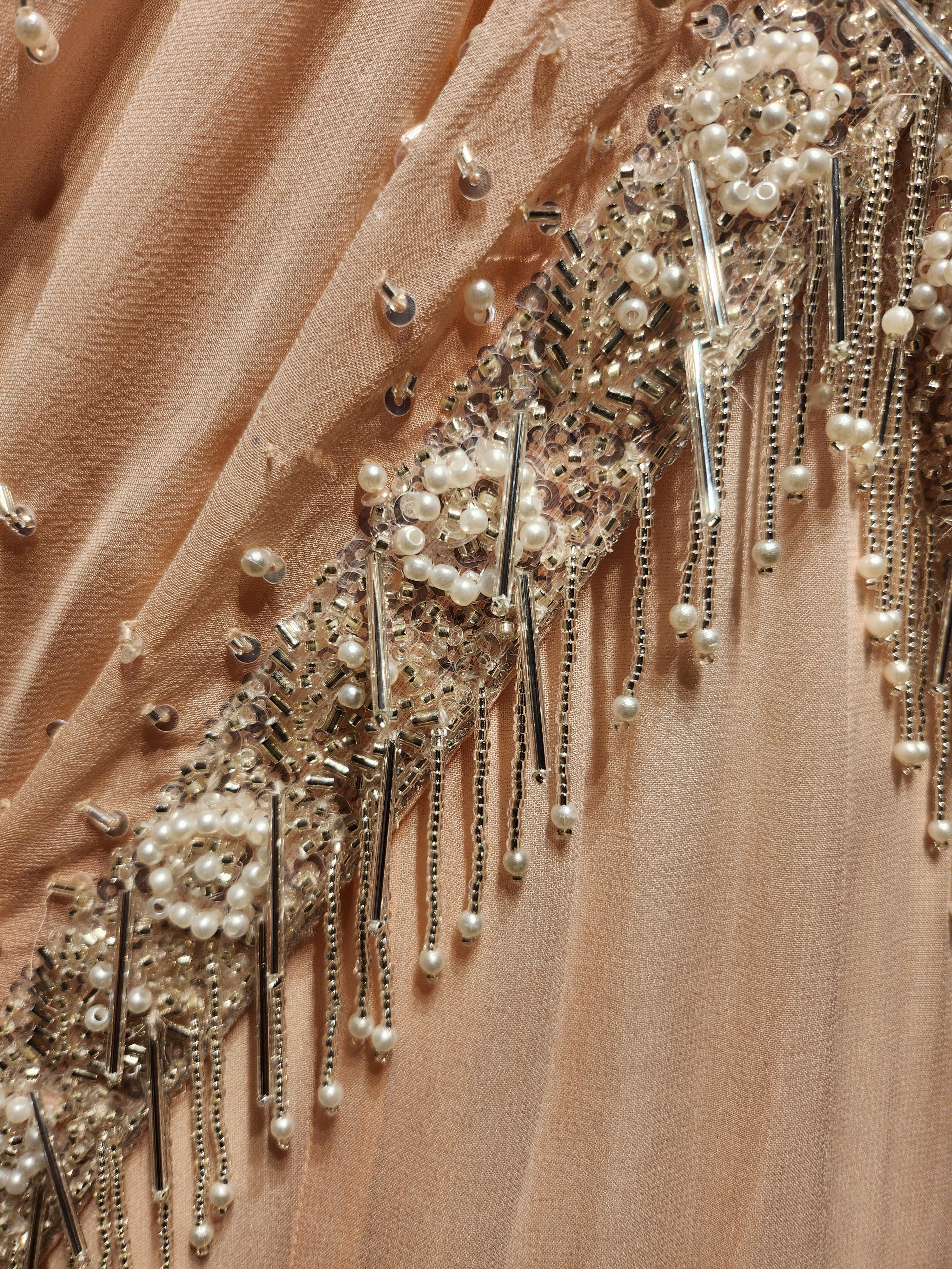 Light Pink Satin Pre-stitched saree