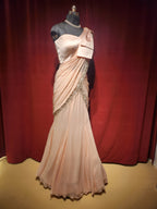 Light Pink Satin Pre-stitched saree