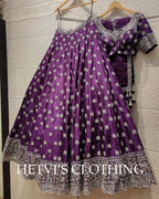 Purple Zardozi Raw Silk Embroidered Lehenga Set
