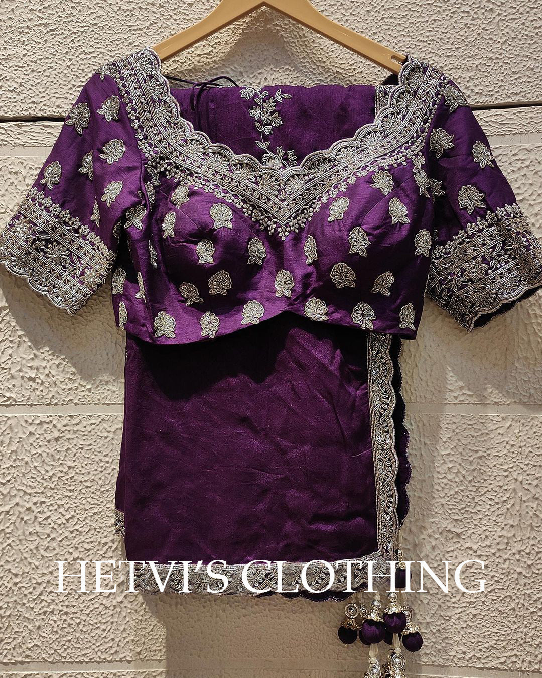Purple Zardozi Raw Silk Embroidered Lehenga Set