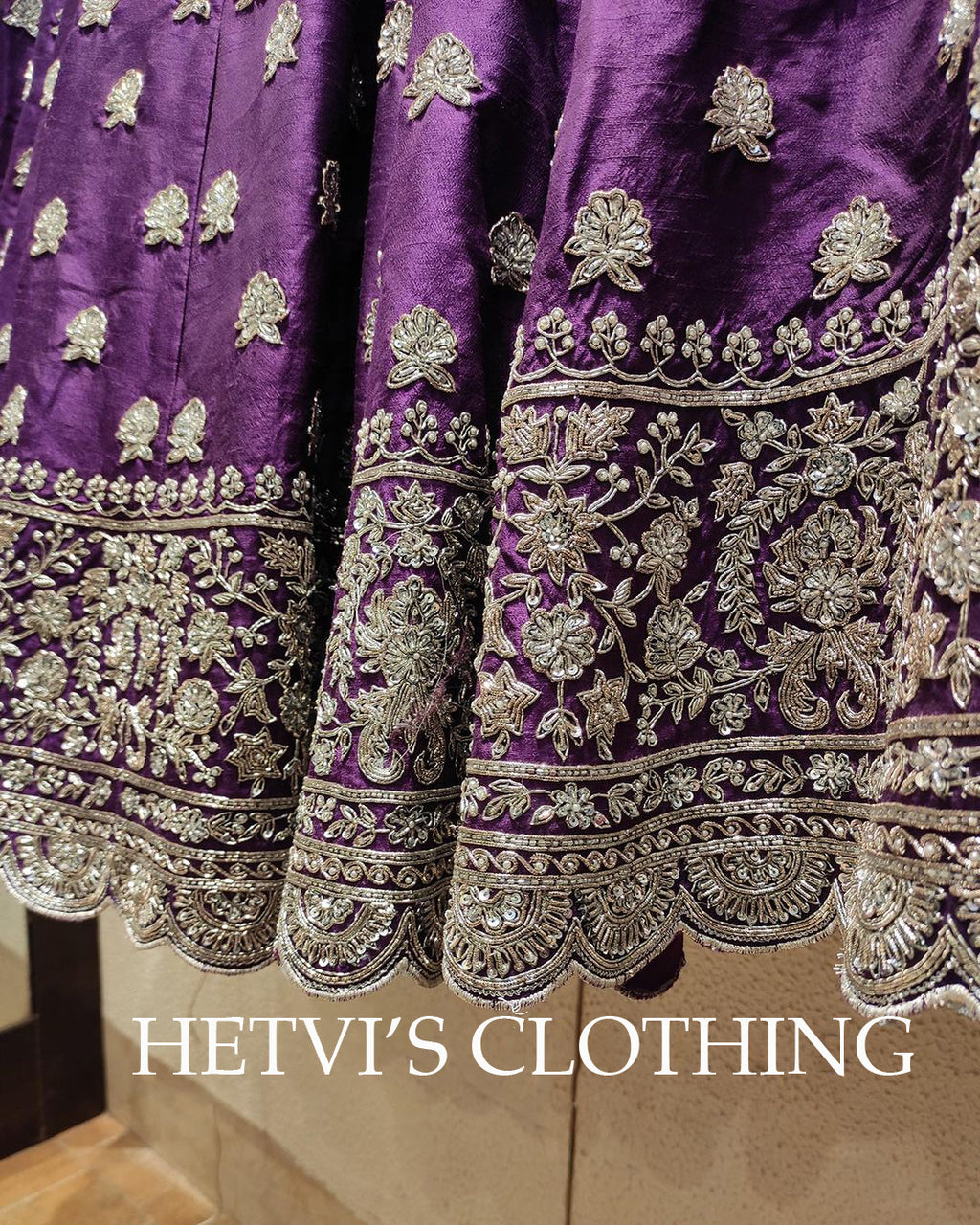 Purple Zardozi Raw Silk Embroidered Lehenga Set