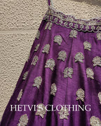 Purple Zardozi Raw Silk Embroidered Lehenga Set