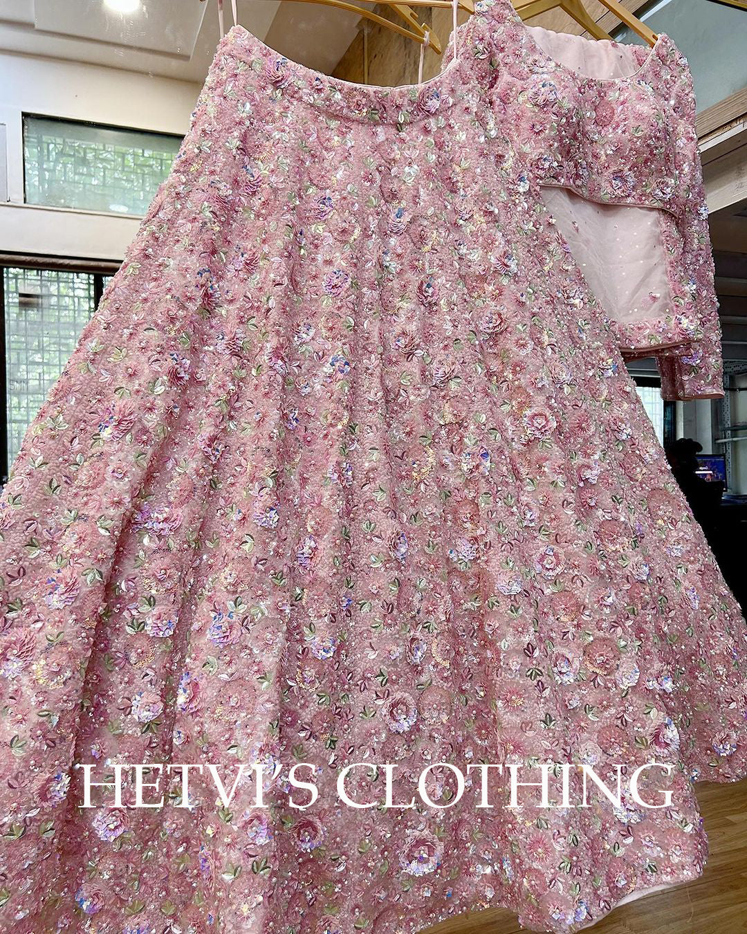 Pink sequins Embroidered Lehenga