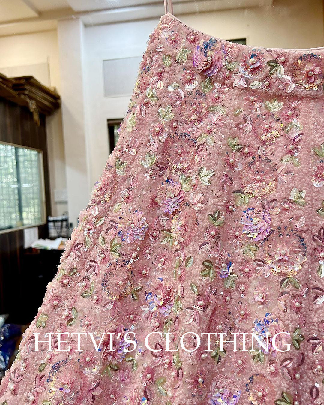 Pink sequins Embroidered Lehenga