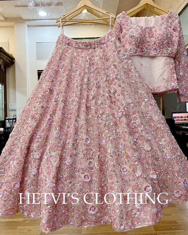 Pink sequins Embroidered Lehenga