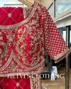 Red Bridal Zardozi Embroidered Lehenga