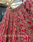 Red peacock zardosi bridal Lehenga
