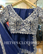 Navy Blue Mirror and Foil Embroidered Lehenga