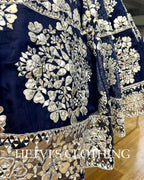 Navy Blue Mirror and Foil Embroidered Lehenga