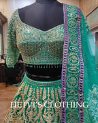 Green Foil Embroidered Lehenga