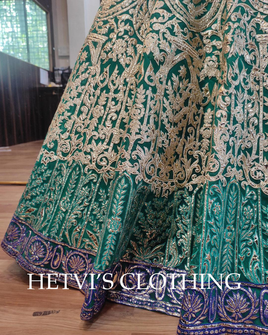 Green Foil Embroidered Lehenga
