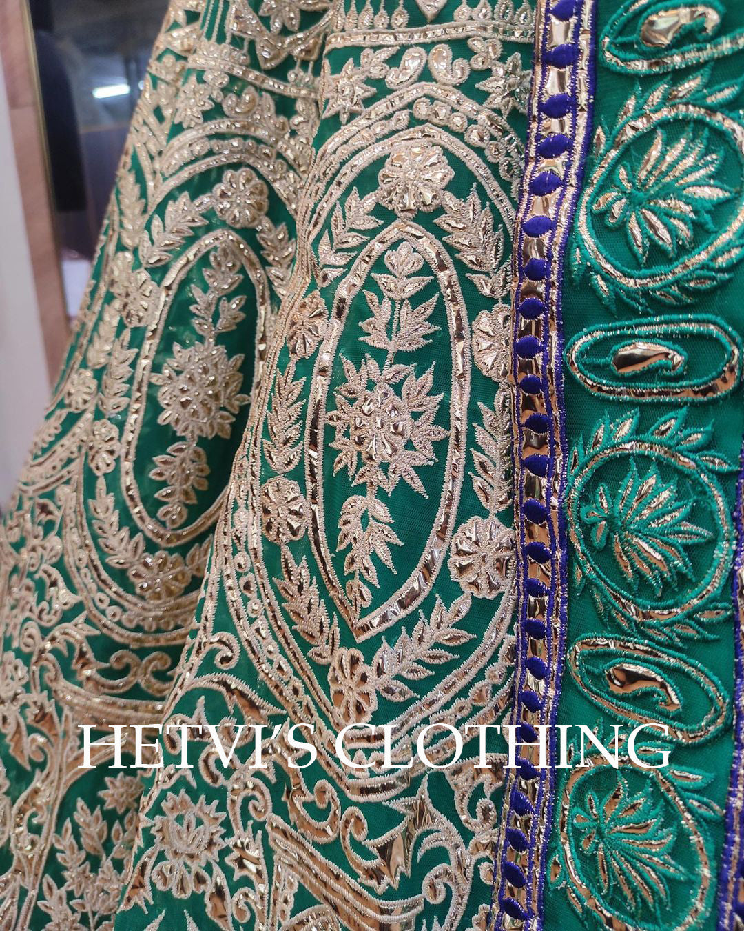 Green Foil Embroidered Lehenga