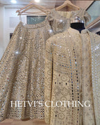Beige Mirror Embroidered Lehenga