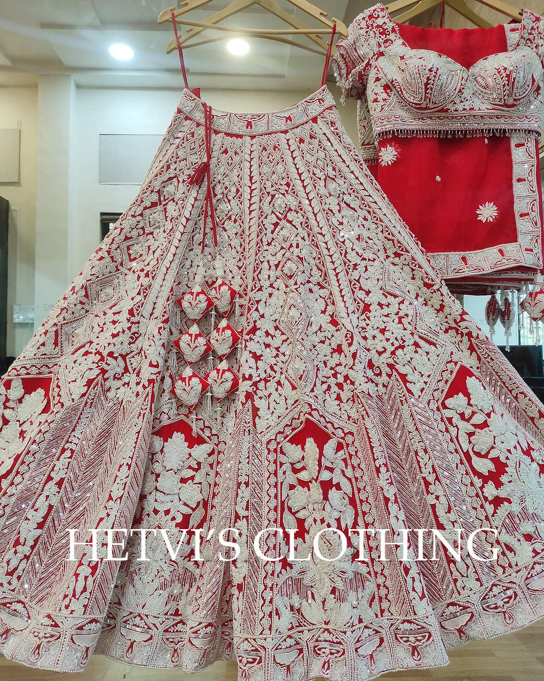 Resham Red Embroidered Bridal Lehenga