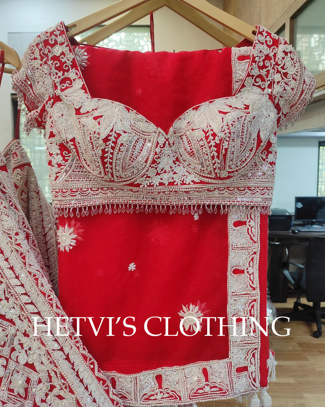 Resham Red Embroidered Bridal Lehenga