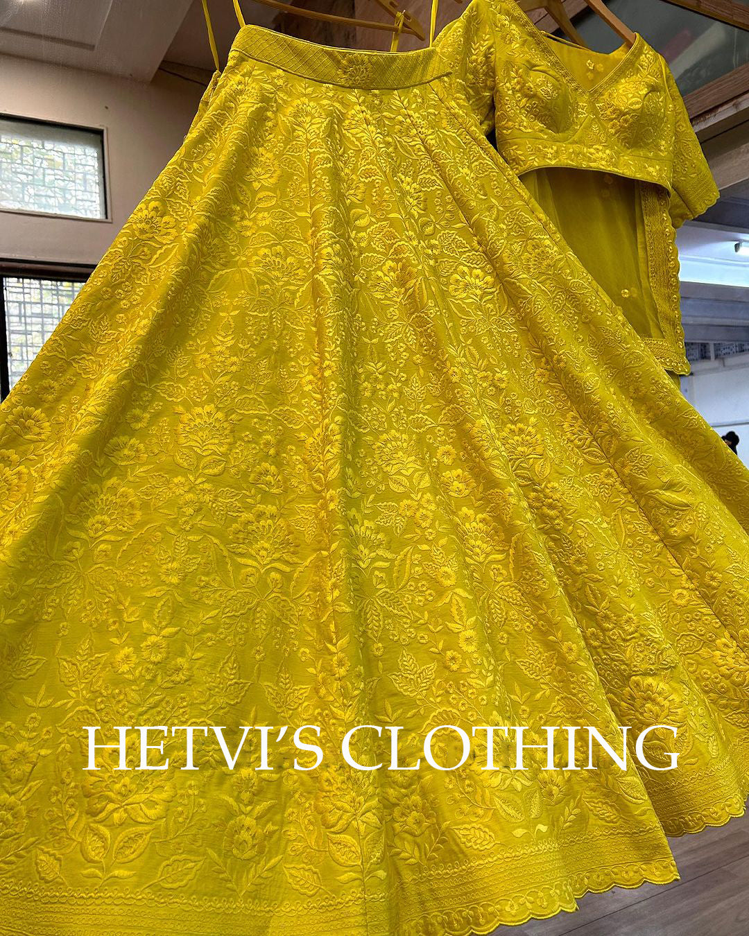 Yellow Resham Embroidered Lehenga