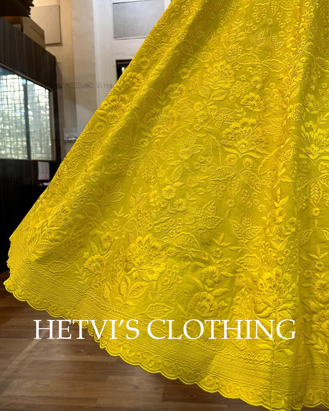 Yellow Resham Embroidered Lehenga