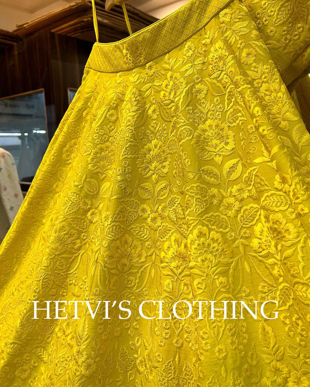 Yellow Resham Embroidered Lehenga