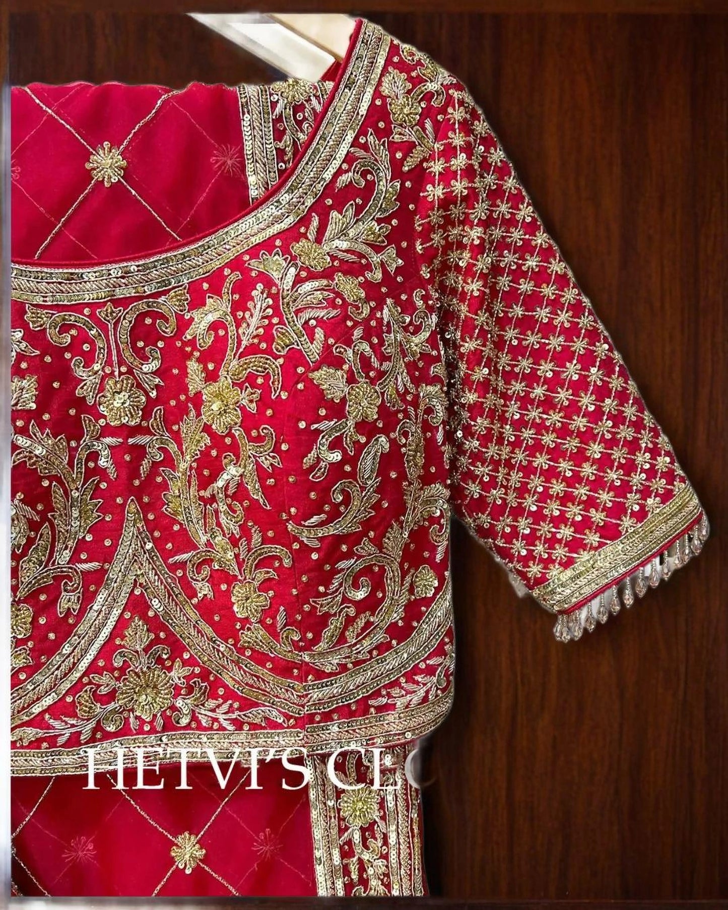 Red Bridal Zardozi Embroidered Lehenga