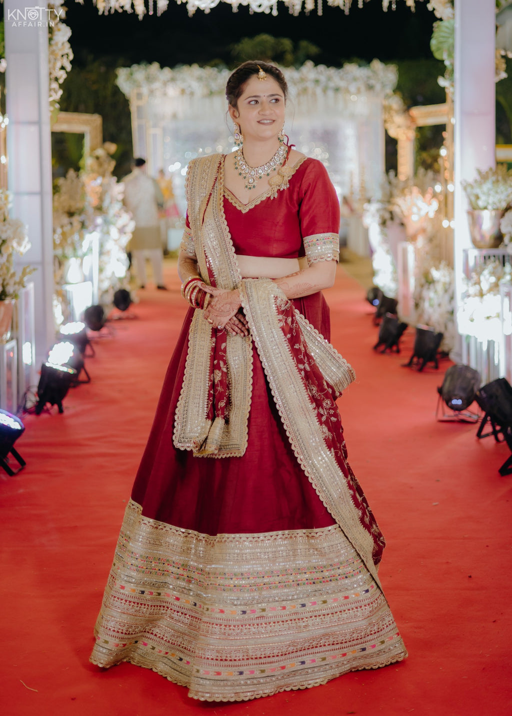 Maroon Multi Border Lehenga