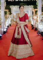 Maroon Multi Border Lehenga