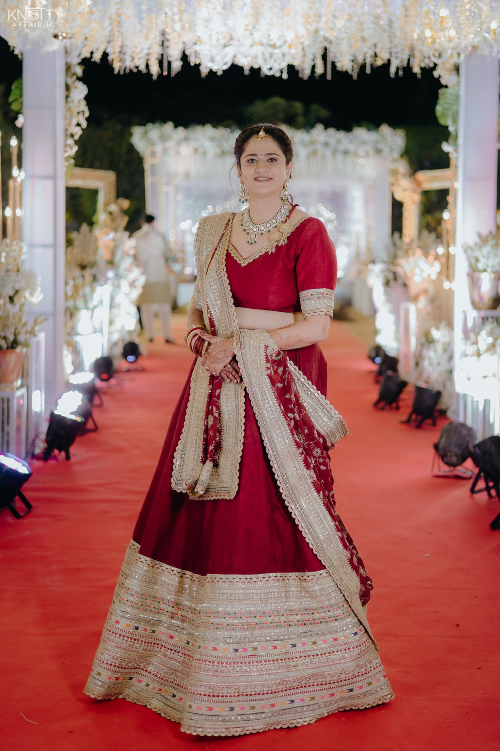 Maroon Multi Border Lehenga