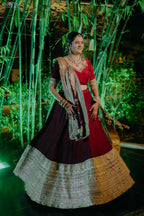 Maroon Multi Border Lehenga