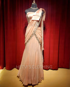Light Pink Satin Pre-stitched saree