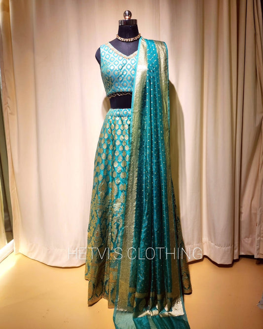 Green Banaras Brocade Lehenga