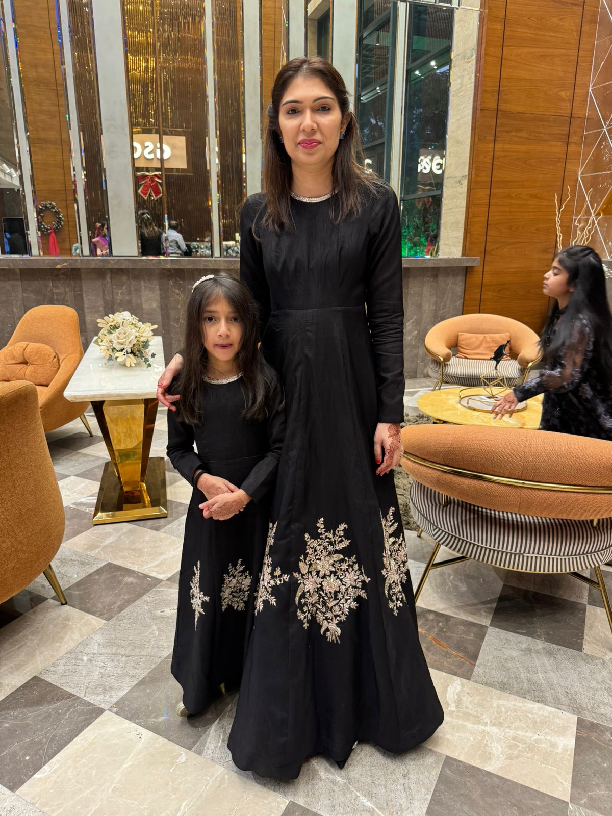 Black Embroidered Mother Daughter Duo