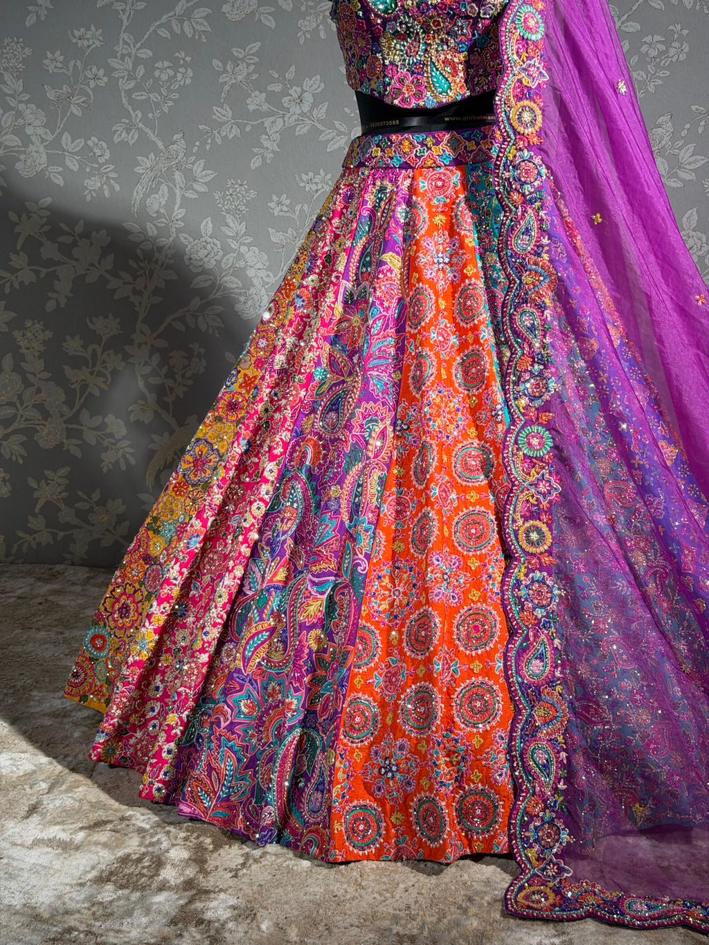 Rangrez Multicolour Hand Embroidered Lehenga Set