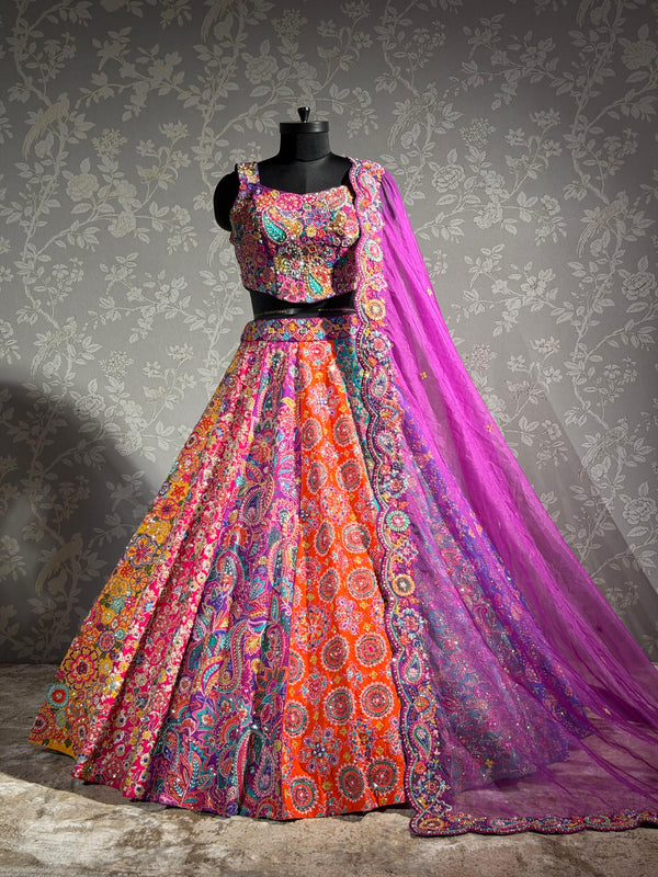Rangrez Multicolour Hand Embroidered Lehenga Set