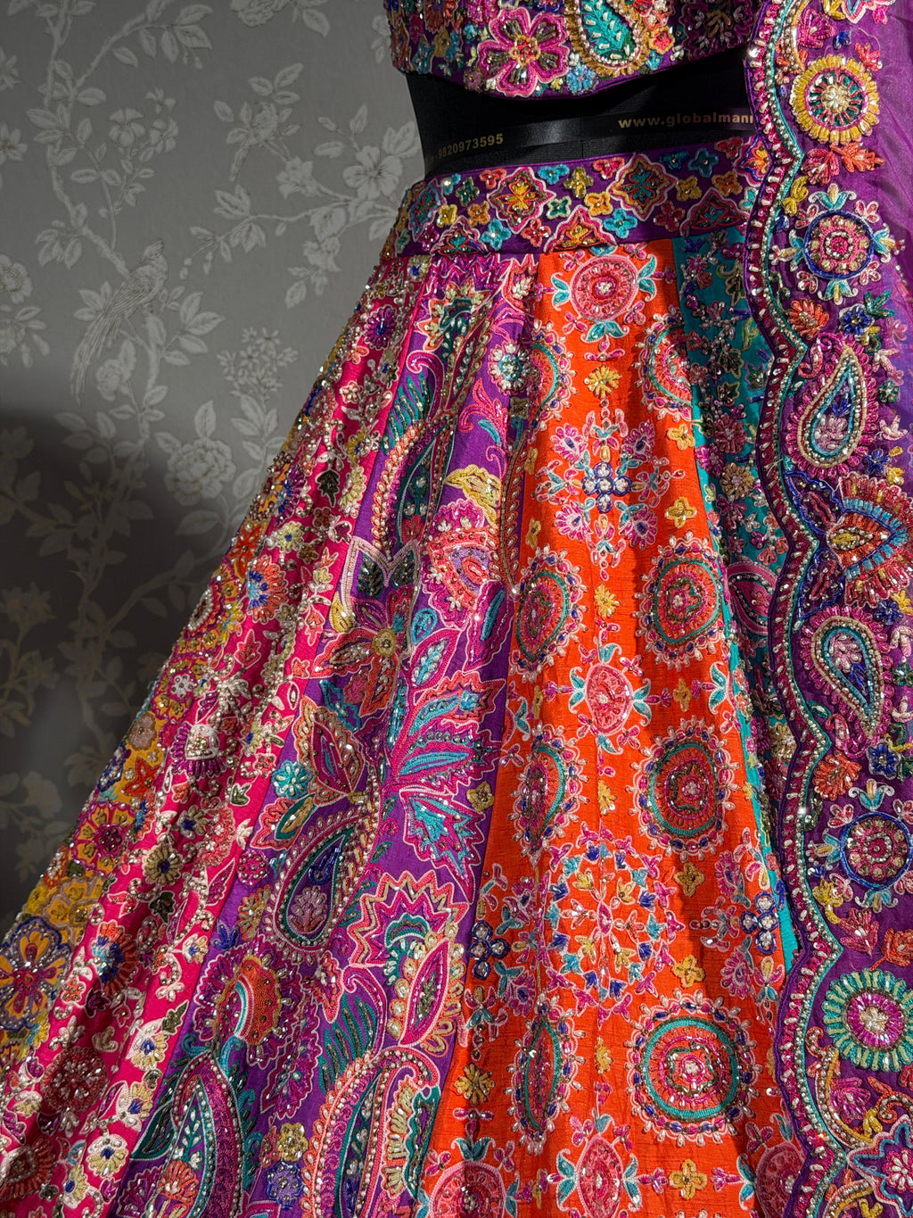Rangrez Multicolour Hand Embroidered Lehenga Set