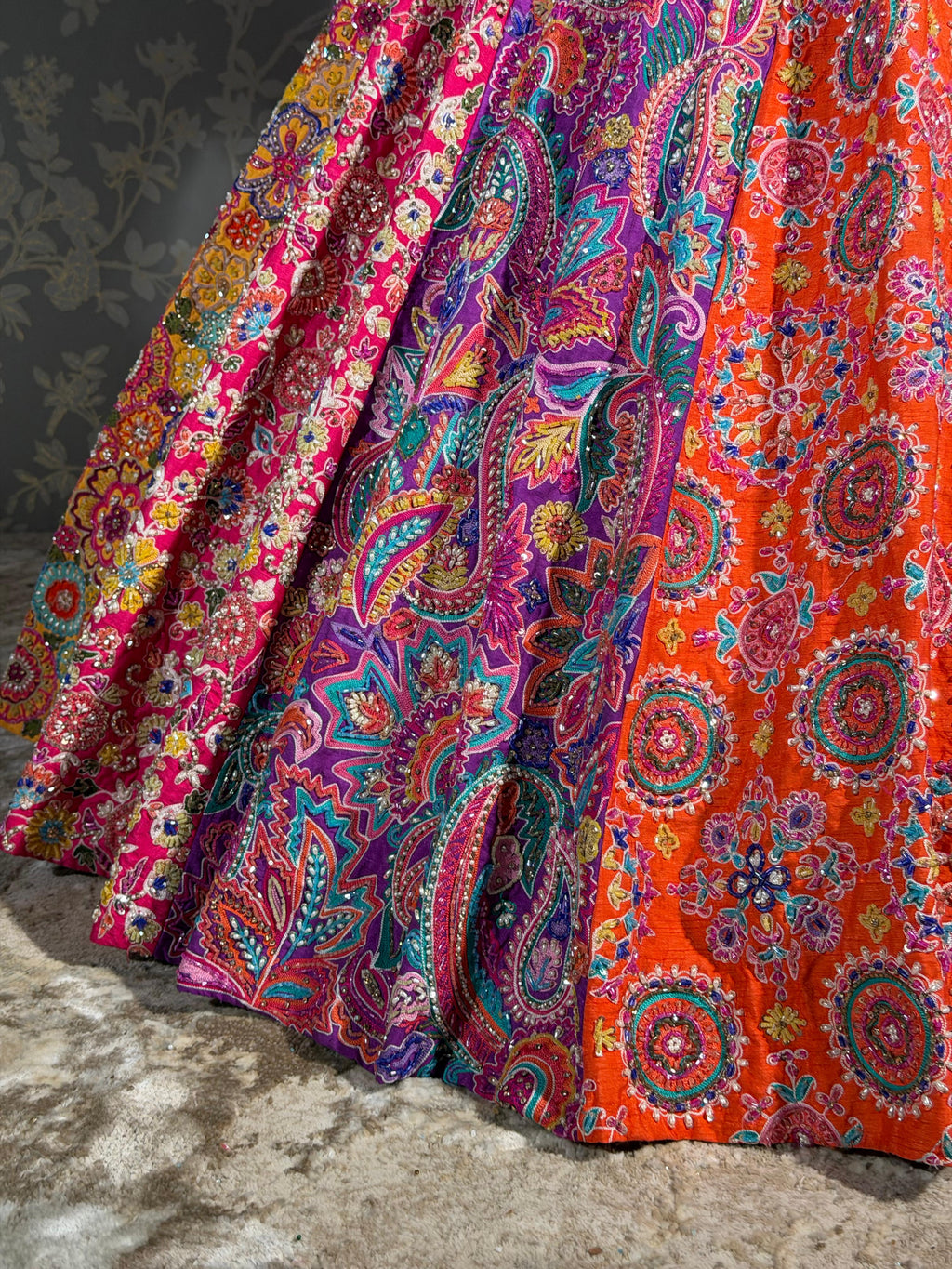 Rangrez Multicolour Hand Embroidered Lehenga Set