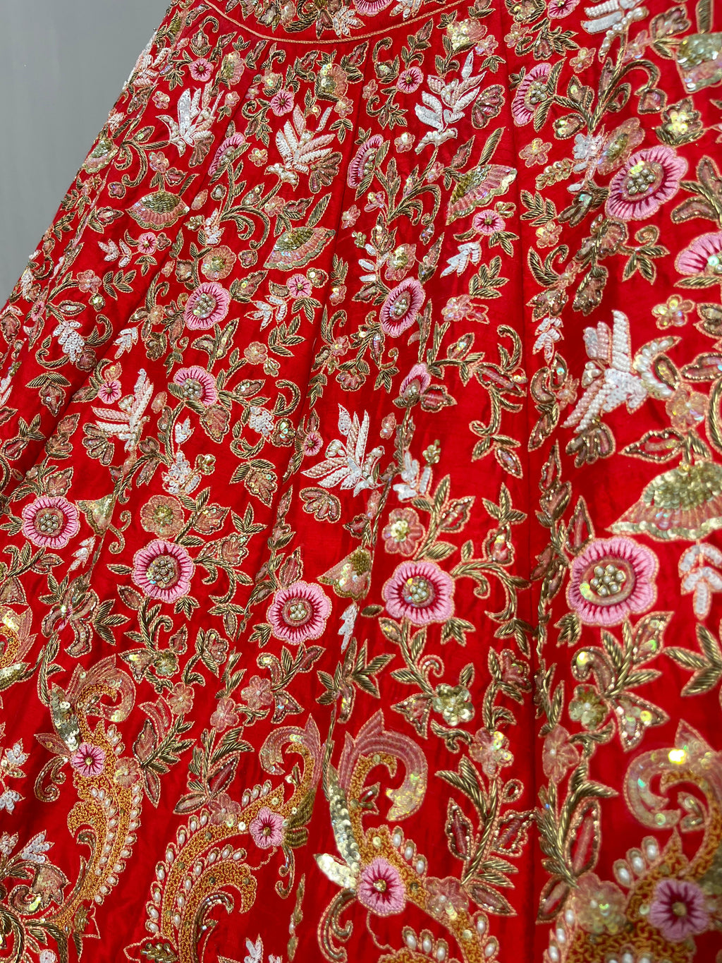 Royal Crimson Floral Zardosi Bridal Lehenga Set