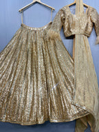 Noor Champagne Sequin & Mirror Work Lehenga Set