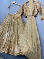 Noor Champagne Sequin & Mirror Work Lehenga Set