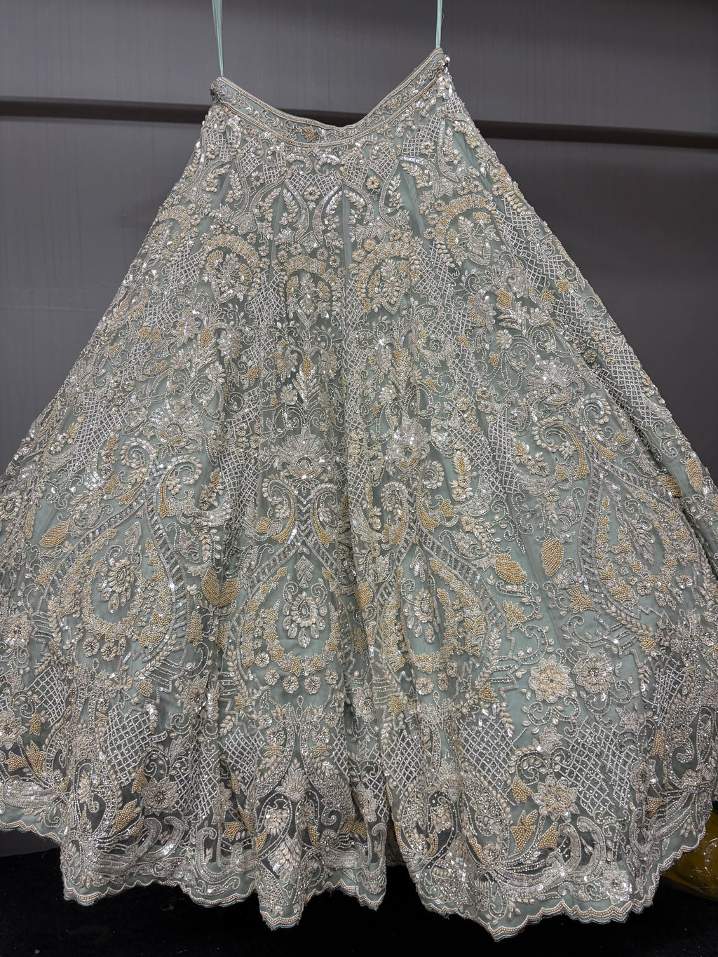 Aaira Sage Green Hand Embroidered Bridal Lehenga Set
