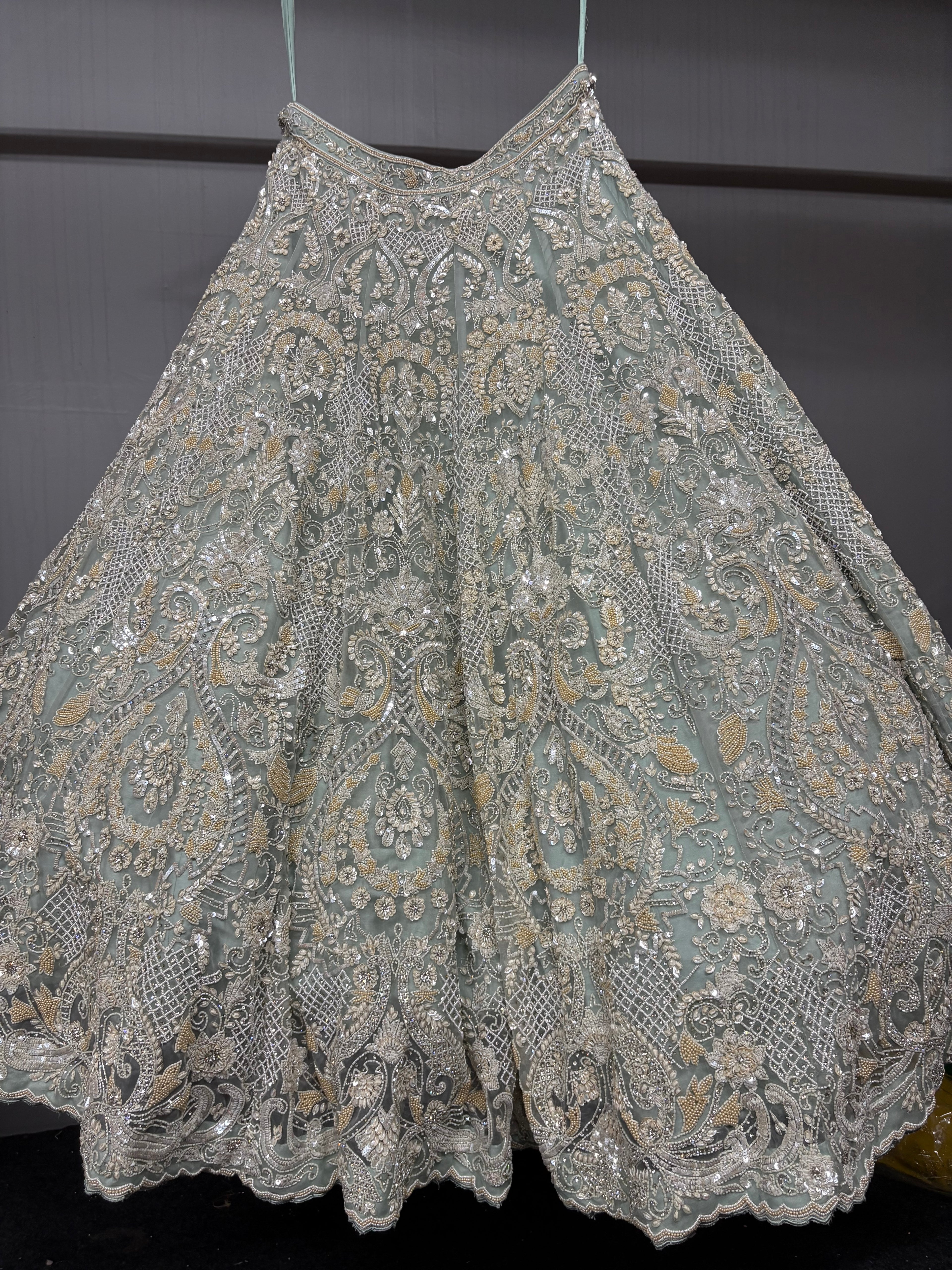 Aaira Sage Green Hand Embroidered Bridal Lehenga Set