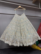Aaira Sage Green Hand Embroidered Bridal Lehenga Set
