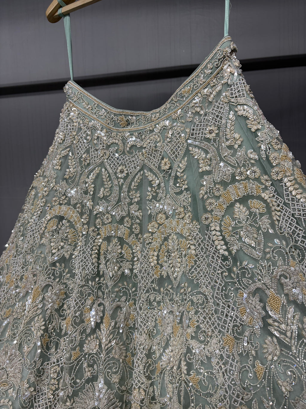 Aaira Sage Green Hand Embroidered Bridal Lehenga Set