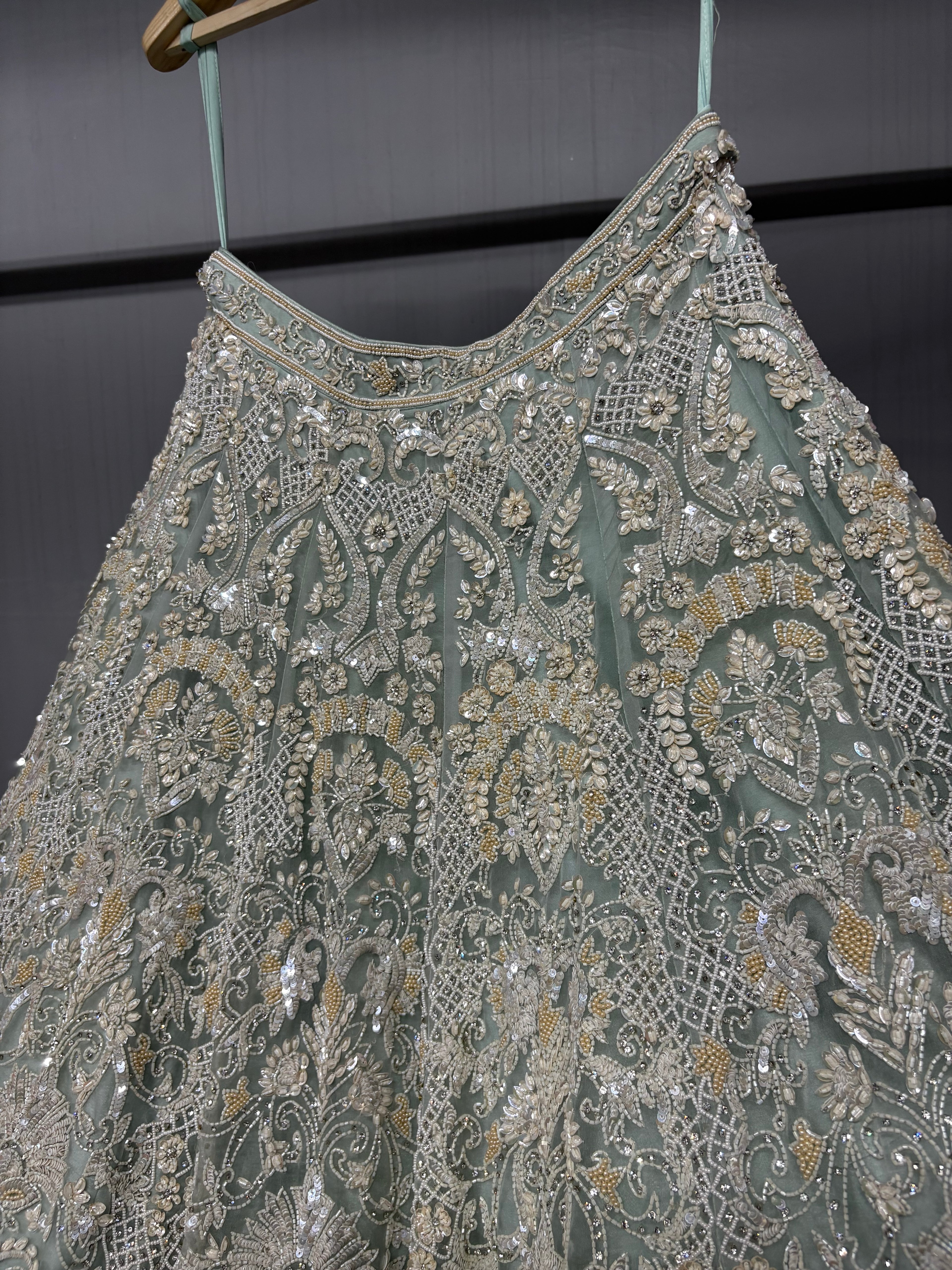 Aaira Sage Green Hand Embroidered Bridal Lehenga Set